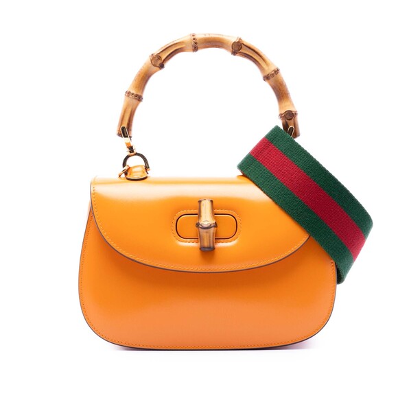 Gucci Handbags - Pre-Loved Gucci Small Calfskin Web Bamboo 1947 Top Handle Bag